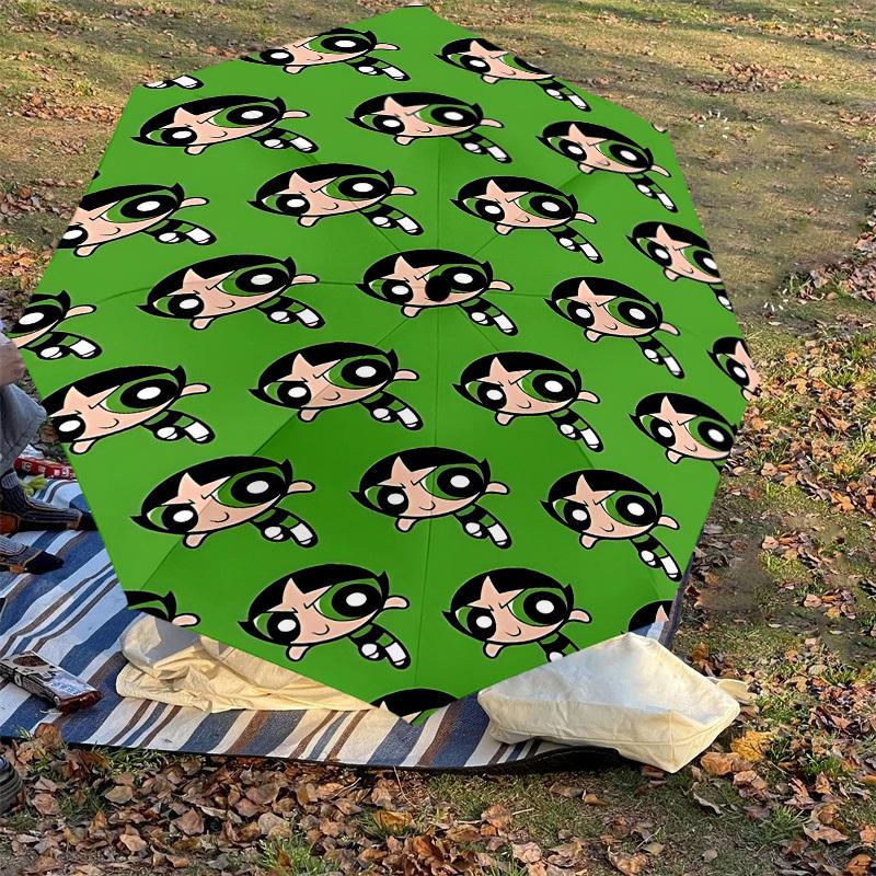 1PC Warner Powerpuff Girls Automatic Open/Close Umbrella with Windproof, 25-Rib Sturdy Canopy, Durable Ribs1242A