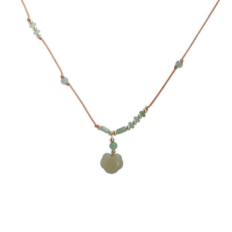 New Chinese Retro Style Chinese Knot Safety Lock Necklace Design Sense Antique Woven Collarbone Chain