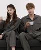 [Dossy] 2SET Silk Fit Dust Long Sleeve Couple Pajama Set [Shipped from Korea] 100% Authentic