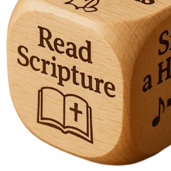 Christian Prayer Dice Handmade Wooden 6-Sided Decision Dice with Faith Engravings Religious Inspirational Dice