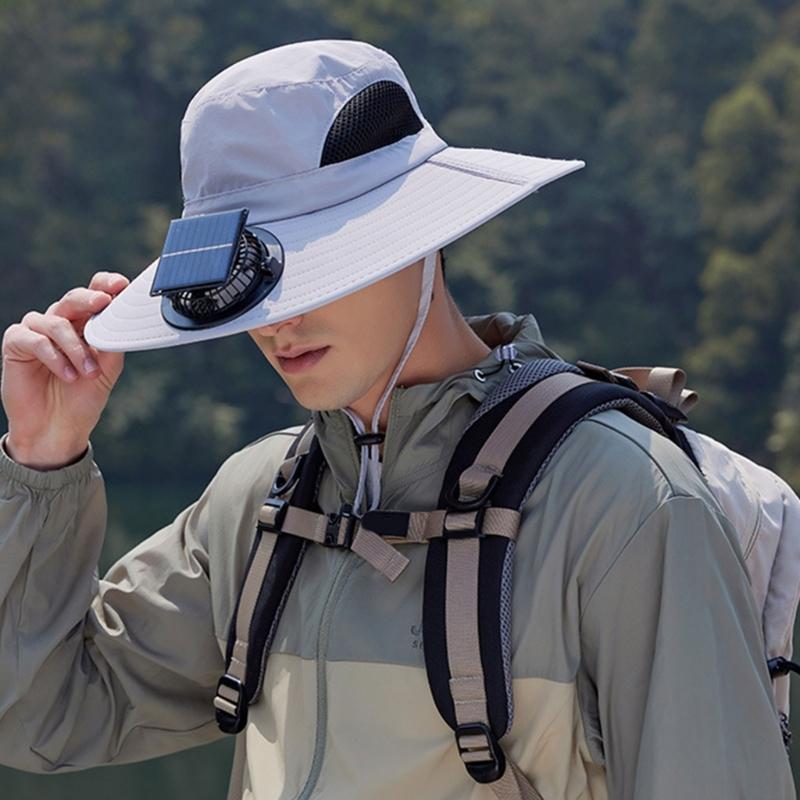 Solar Powered Outdoor Cooling Hat With Built In Fan For Hiking Fishing Lightweight Adjustable Sun Hat