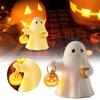 Halloween Decorations Nightstand Ghost Night Light Ghost Sculpture Statue Holding Pumpkin Drinking Ambient Lighting Home Decor