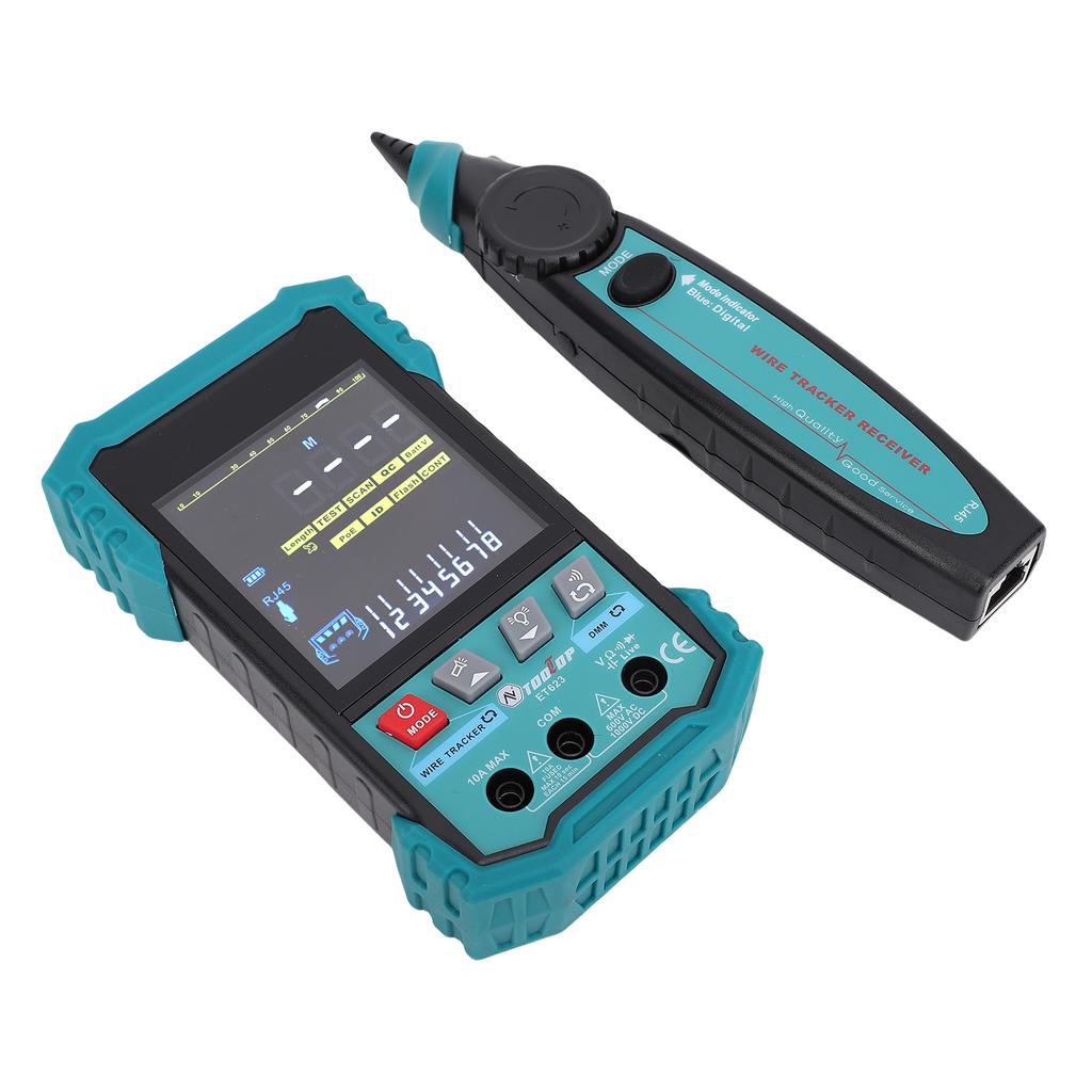 2 In 1 Network Cable Tester and Multimeter, RJ45 BNC Telephone Line Tester, Ethernet Wire Tracker with Length