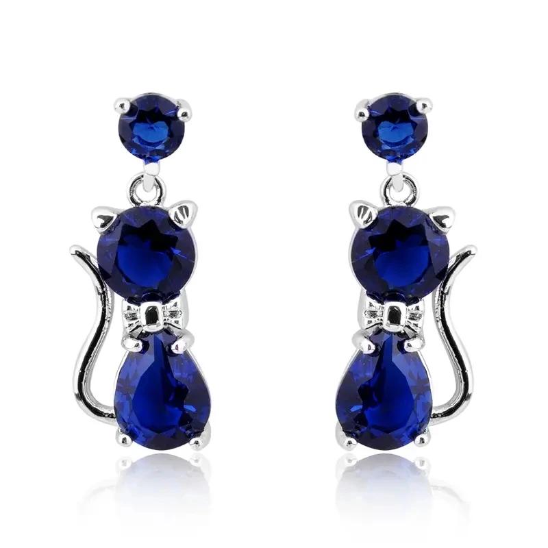 Huitan Romantic 9 Colors Cat Earrings for Women Inlaid Brilliant Cubic Zirconia Statement Girl Earrings Daily Wear Party Jewelry