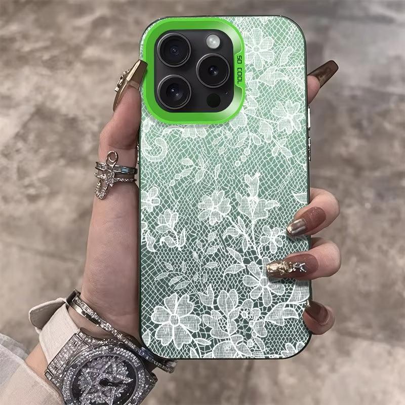 Weiße Spitze Blumenmuster Handyhülle Für iPhone 17 Pro Max 16 15 Pro 14 13 Mini 12 11 XR XS 17Air Plus Stoßfeste Rückabdeckung