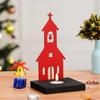 Merry Christmas Charming Church Decorative Tea Light Candle Holder (Wooden Red)| Christmas Decoration Items for Home Living Room Office