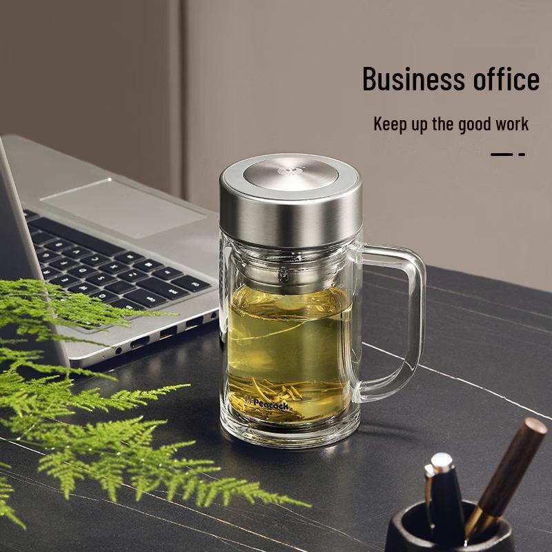 Peacock Double Wall Glass Tea Infuser Bottle