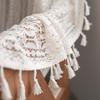Vintage Geometric Wave Lace Curtain with Tassel, Romantic Semi Sheer Light Filtering Lace Drapes for Living Room Bedroom Kitchen, Multi-Size Available