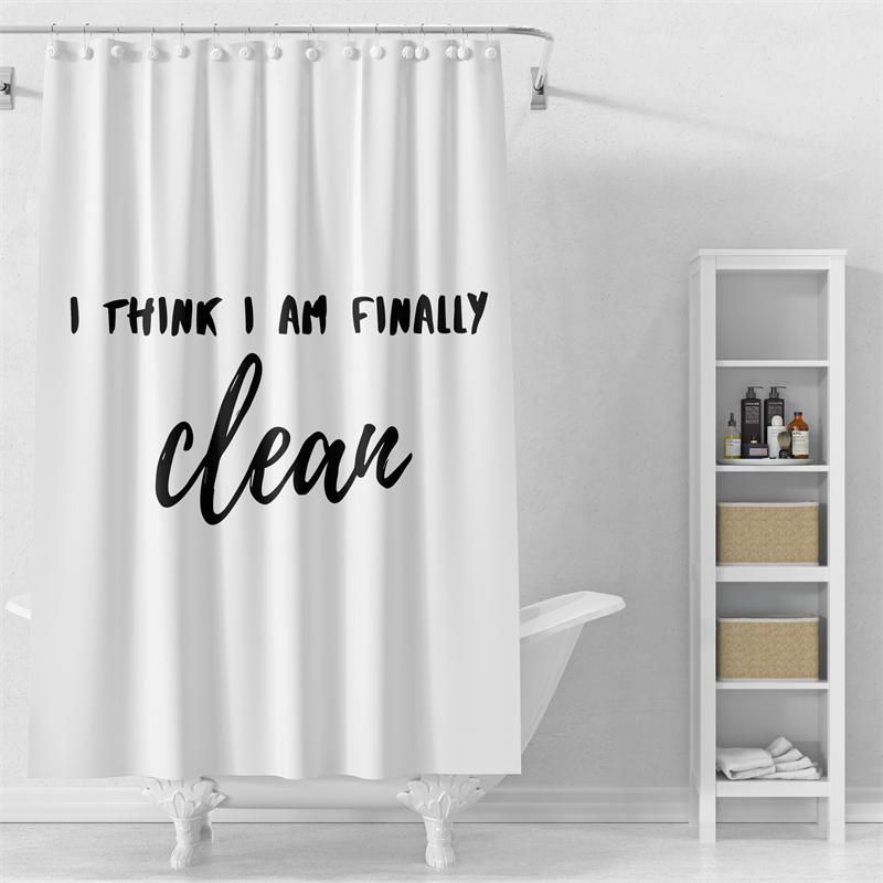

Gaslight Gatekeep Girlboss I Think I Am Finally Clean Black Shower Curtain Set With Grommets And Hooks For Bathroom Decor W60H190(CM)-1 Pcs