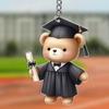 Graduation Bear Keychain Pendant 2D Acrylic Car Key Pendant Commemorative Graduation Keepsake Gift