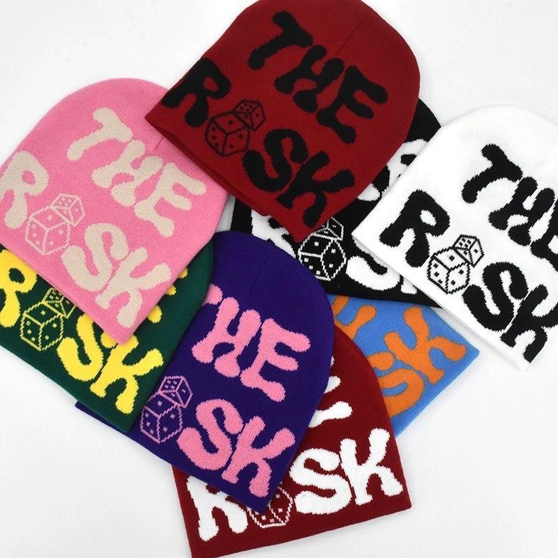THE RISK Risk Dice Letter Embroidery Knitted Hat Cold Hat Wool Hat, Male and Female Couples Hip Hop Autumn and Winter Hat