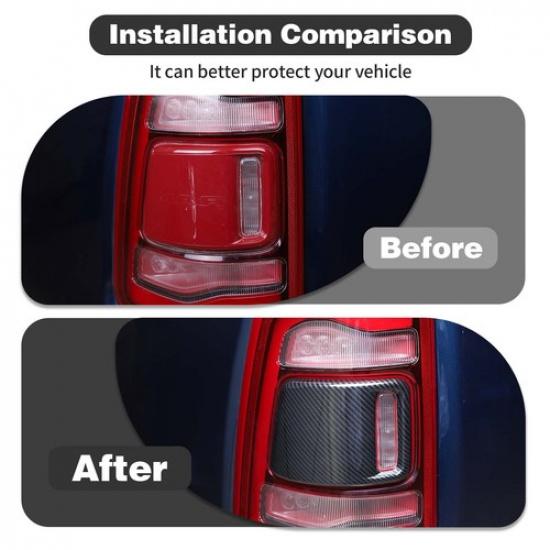 2pcs Rear Taillight Lamp Cover Trim Bezels For Dodge Ram 1500 2018+ Carbon Fiber