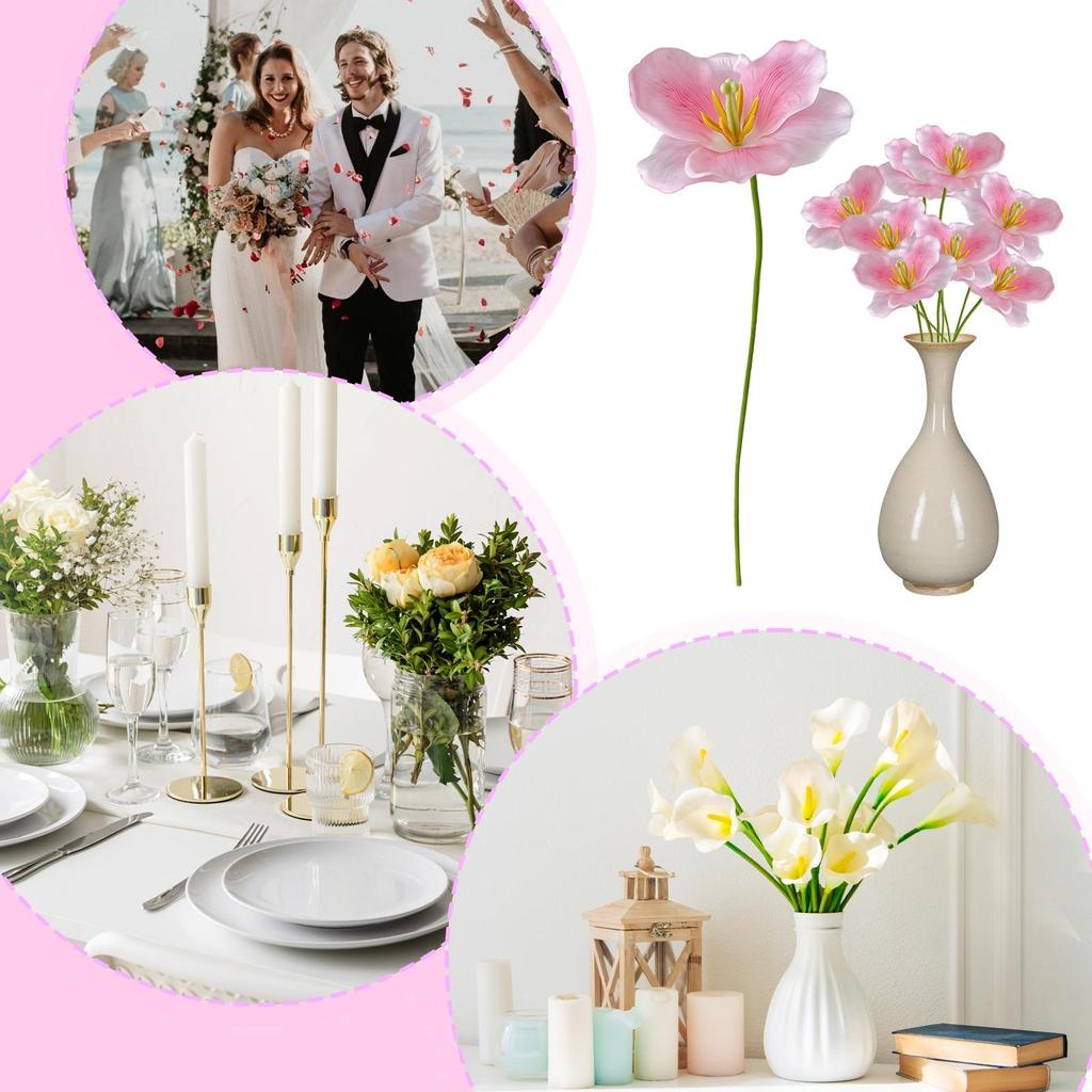 Leafless Fake Flower with Stem 12cm Flower Head 55cm Rhizome Home Wedding Decoration Retro Photography Props for Commercial