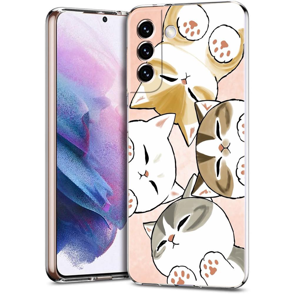 Transparent Phone Case Cover for Samsung Galaxy S25 S24 S23 S22 S20 S21 FE Ultra S24 S23 S10 S10E Plus Cute Cartoon Cat Pattern