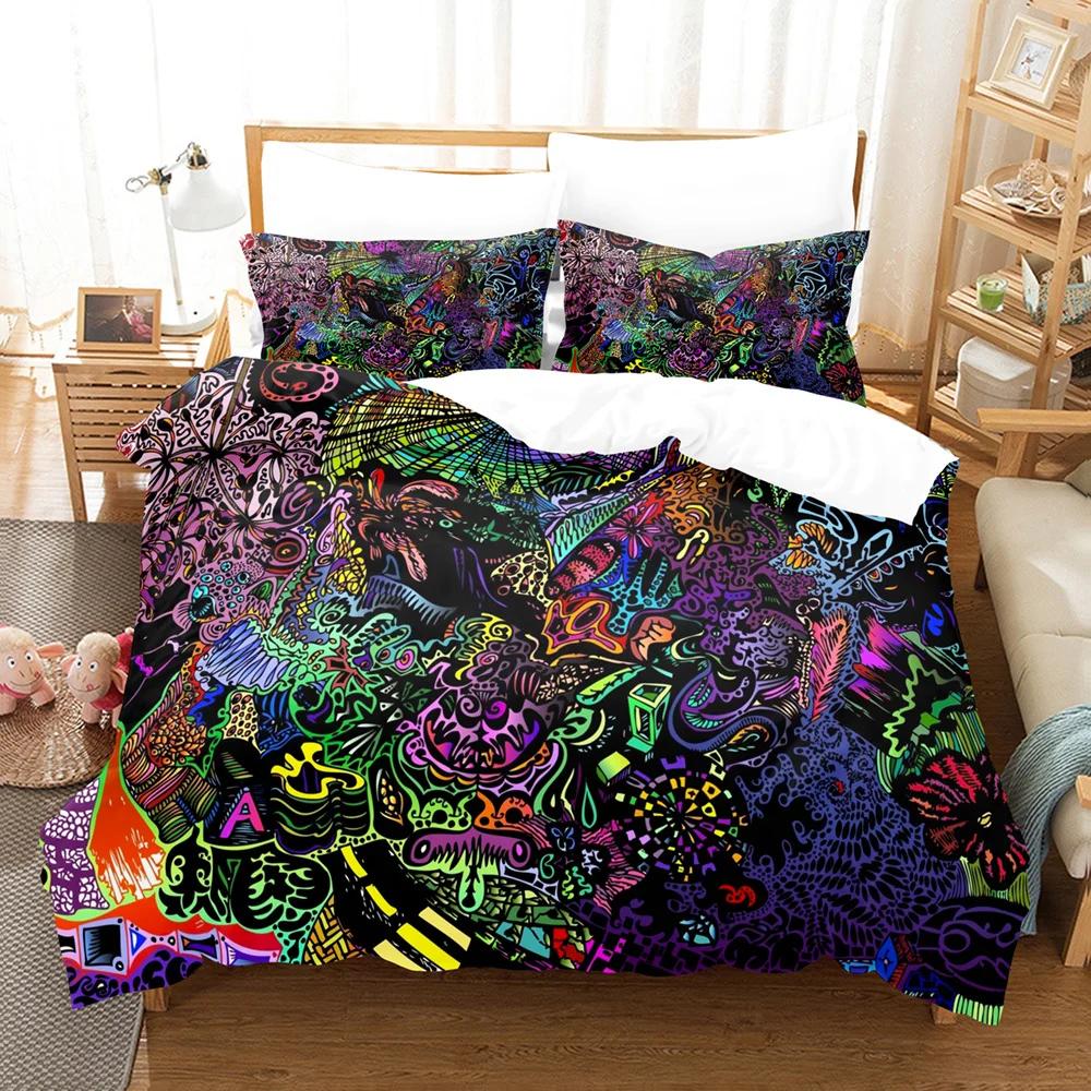 Abstract Art Duvet Cover Set Black and White Pattern King Queen Size for Kids Boys Girls Bedding Set Polyester Comforter Cover