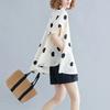 Black Vintage Polka Dot Print Blouse Women Lapel Short Sleeve Loose Casual Shirt Fashion Summer Clothes