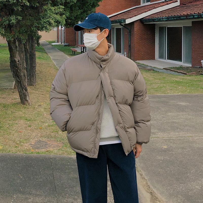 Men's Short Stand-up Collar Cotton Coat, Winter Korean Style Loose and Trendy Thickened Cotton Coat, Bread Coat, Cotton-padded Jacket