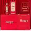 Red Glass Baijiu Bottle with High Seal, 500ml – Perfect for Weddings and Celebrations, Gift Box Included.