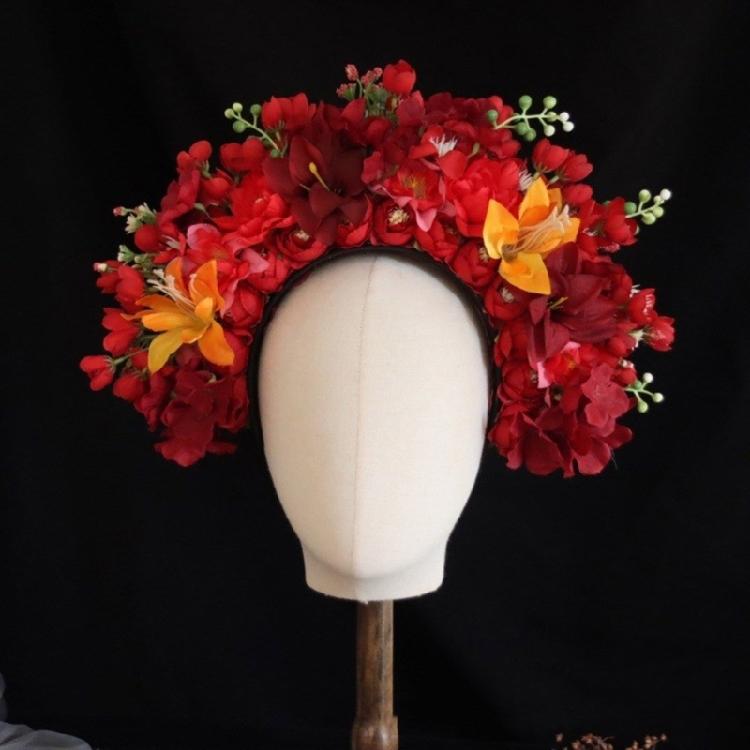 Flower Crowns Headpiece with Double Side Headband for Bridal Women Photo Props