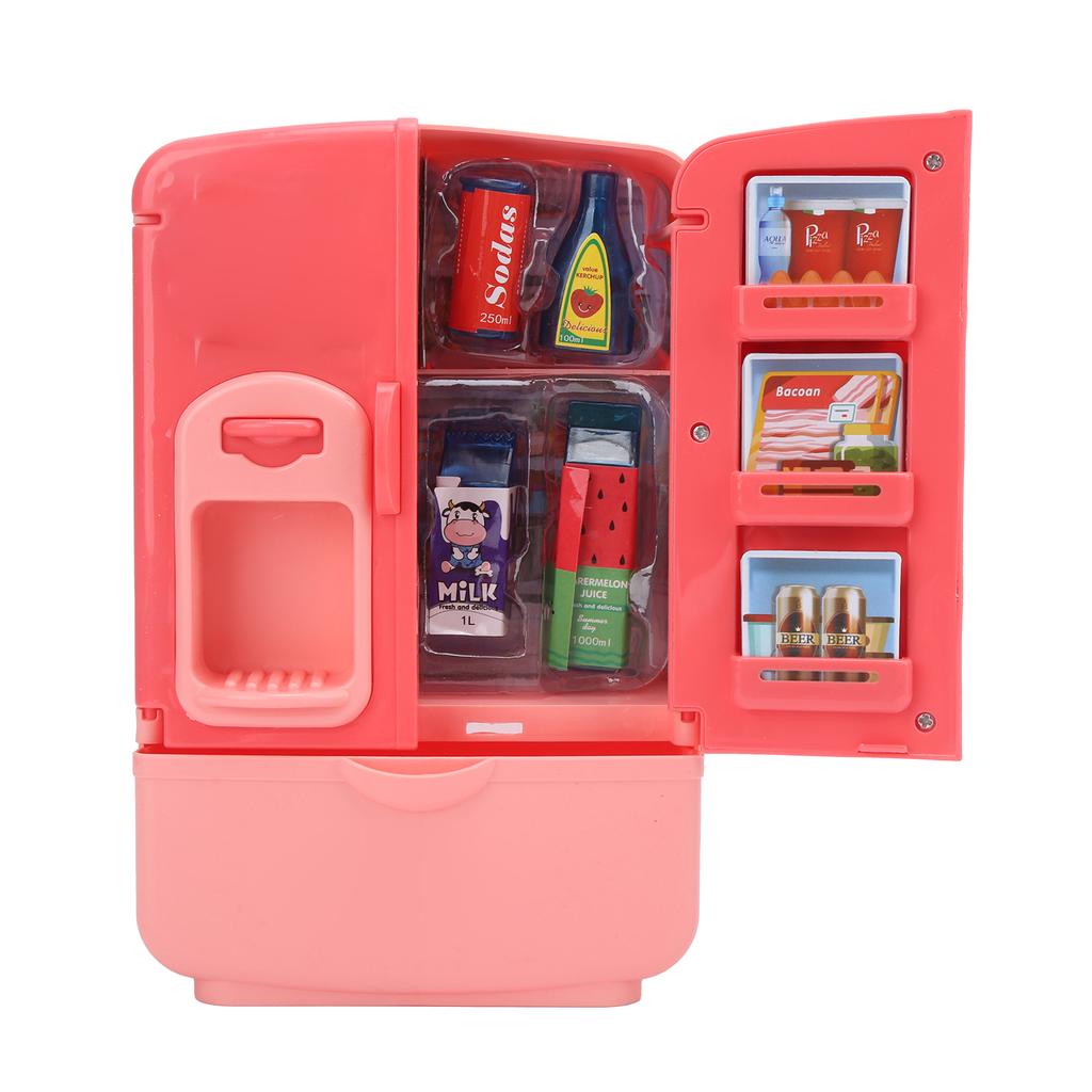 Simulation Intelligent Refrigerator Double Door Kitchen Toys Set Children Play House ToyPink