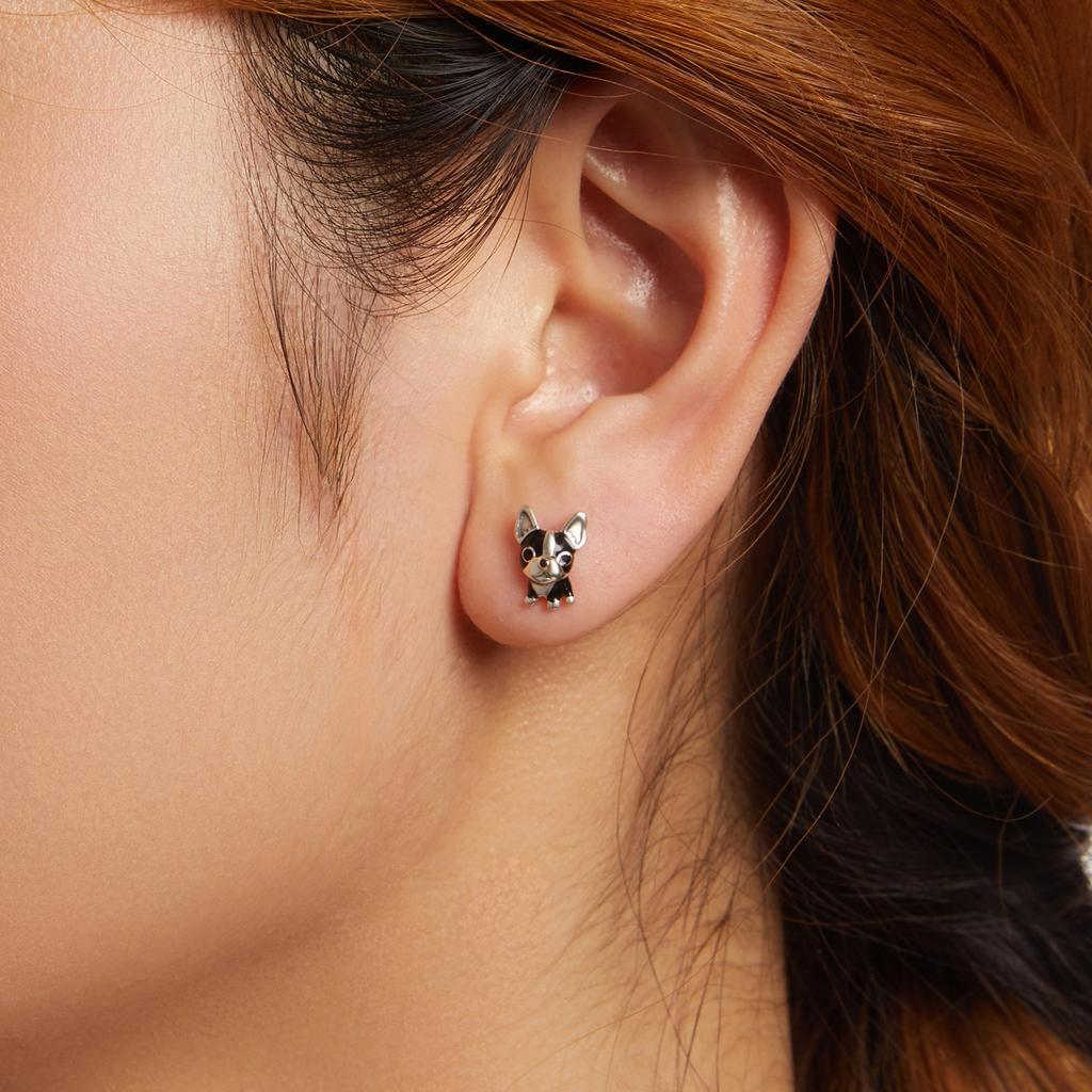 WOSTU 925 Sterling Silver Cute Pet Dog Earrings For Women French Bulldog Labrador Stud Earring Family Daugther Mom Jewelry Gift
