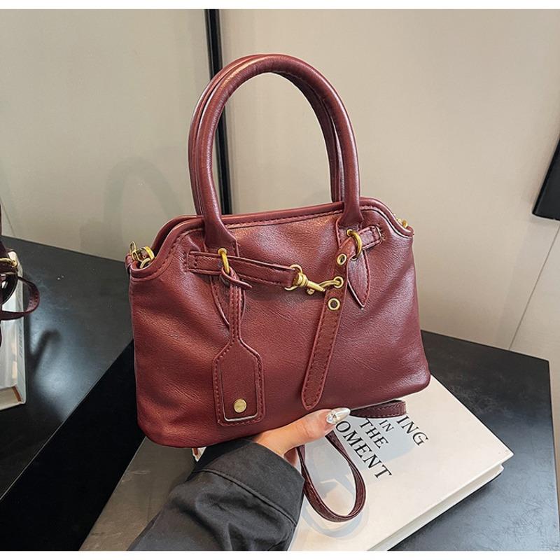 New Retro Versatile Belt Buckle Portable Shoulder Tote Bag Large Capacity Bag Women's Fashion