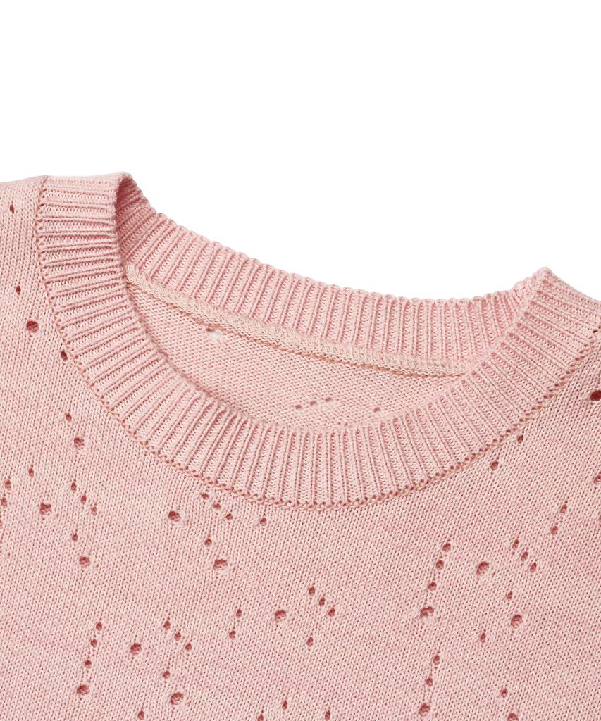 DOFFJASON Chic Sleeve Punching Knit Pink