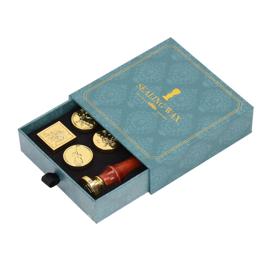 European Retro Wax Stamp Kit with Detachable 7 Vintage Stamp Heads Clear Engraving Wax Stamp   Kit for Envelope