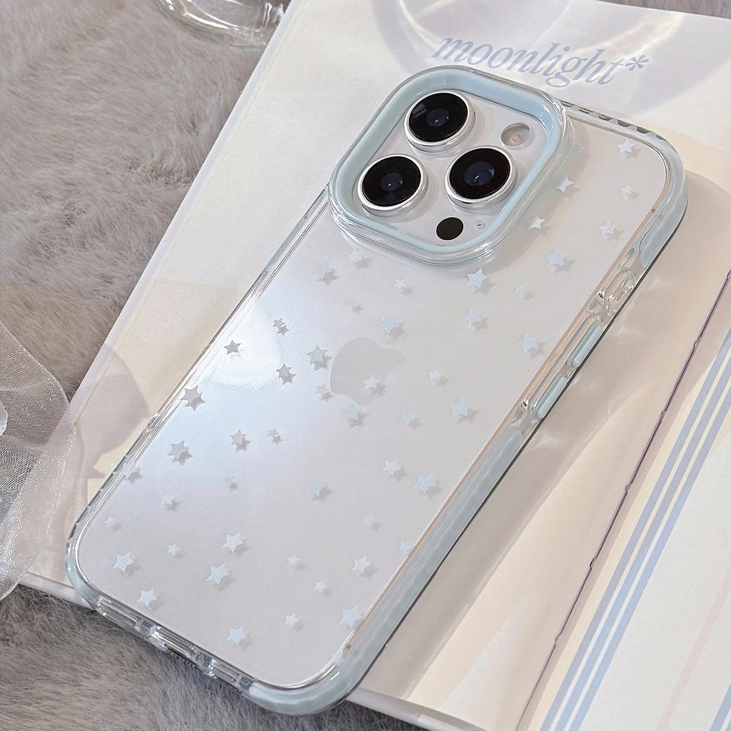 Blue Star IPhone 15 Apple 16pro Max Mobile Phone Case Suitable for 14 Niche 13 Anti Fall Transparent
