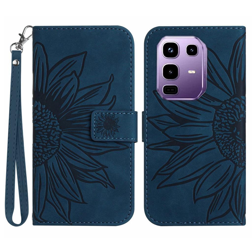 For Infinix Note 50 Pro 4G/50 4G Case Sunflower Imprint Leather Wallet Phone Cover with Wrist Strap
