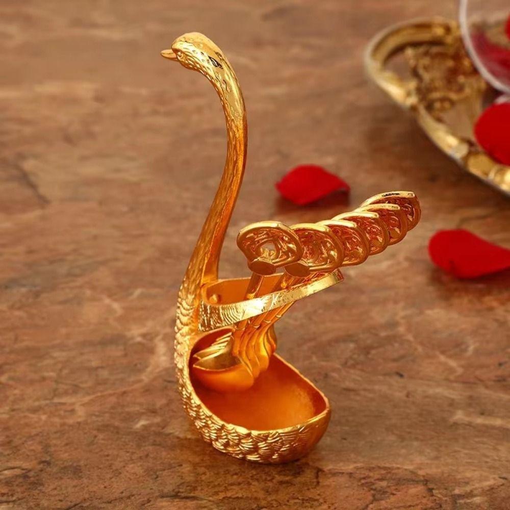 6Pcs with Swan Shaped Base Swan Fruit Spoon Elegant Dessert Spoon Coffee Spoon  Kitchen