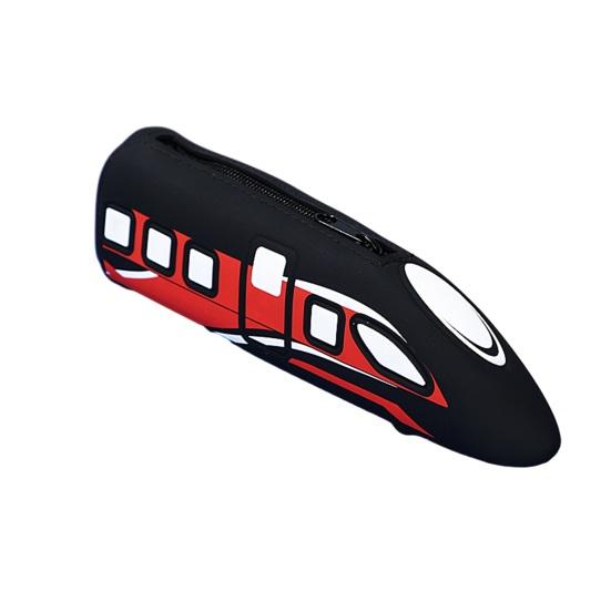

Silicone Pencil Case High-Speed Rail Shape Pencil Pouch Large Capacity Stationery Organizer for Kids School Supplies чёрный