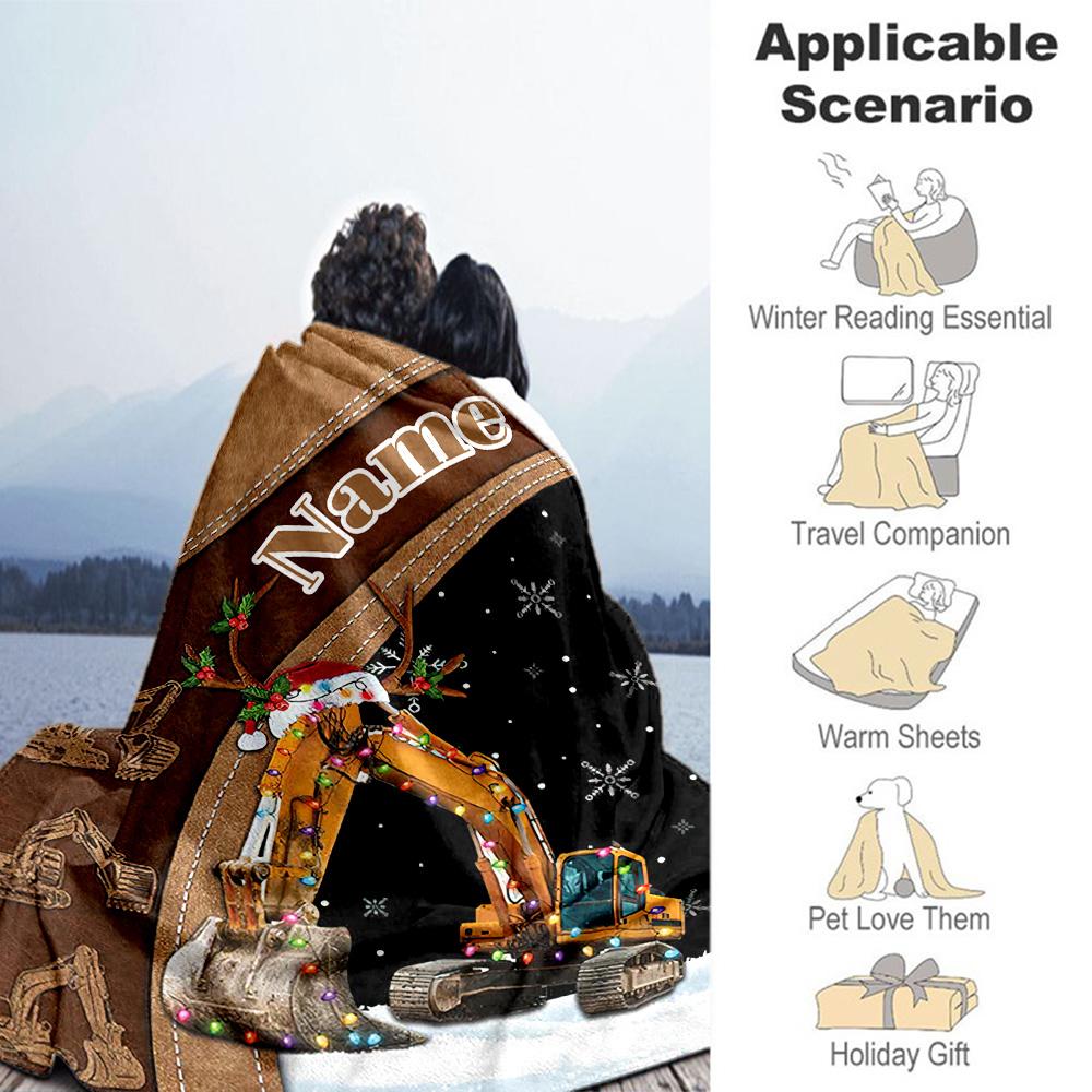 Excavator Style Customize Your Name Blanket Throw Customizable Blanket Warmthful Decor Great for Seaside Picnics Nap Office for All Occasions