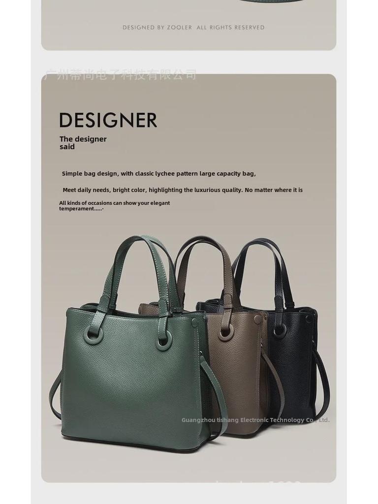 First Layer Cowhide Women's Shoulder Handbag - New Style, Large Capacity, Commuter Bag