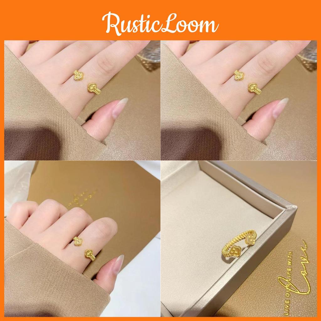 Floral Unique Design Adjustable Ring Brass Gold Plated Perfect For Wedding Gifts