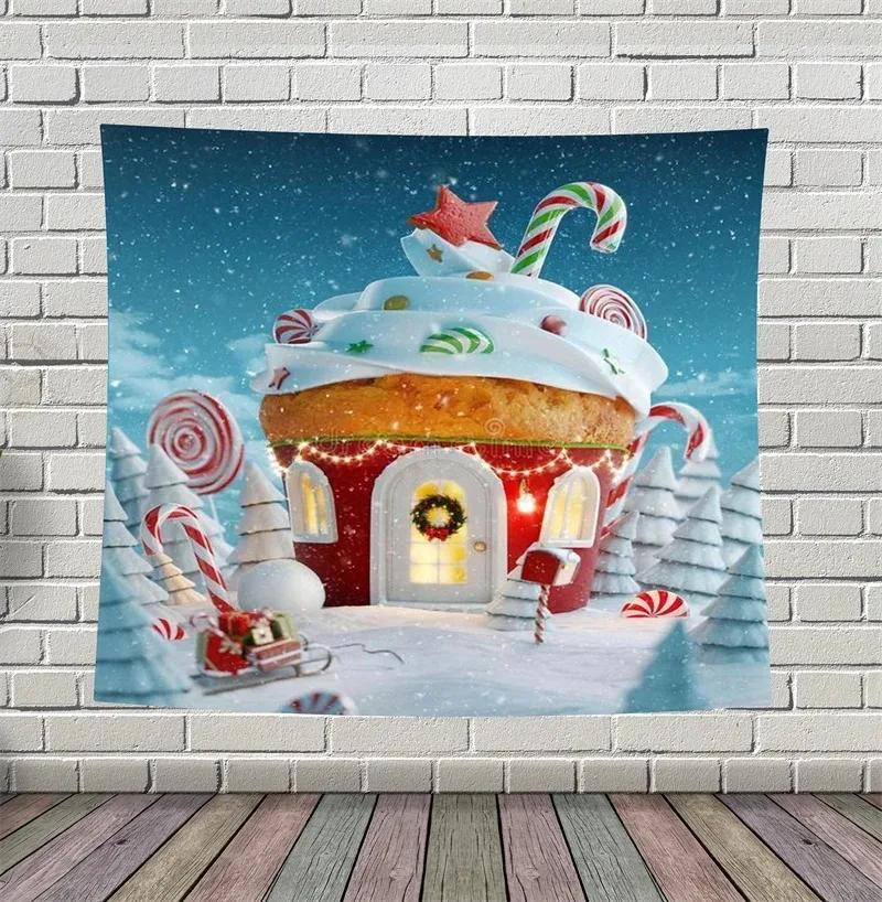 Рождественская тема Рождественский коттедж Гобелен Гостиная Диван Домашний декор — фото 7