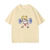 Sailor Moon Lifting Iron Fitness Women's T-Shirt Pure Cotton Men and Women Summer Cute Sweet Fun Short Sleeves Top Streetwear