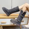 Women's Large Size Belt Buckle Thick Sole Winter Warm Fur One Snow Boots Padded Lined Ankle Boots Non-Slip Hiking Sports Cotton Boots
