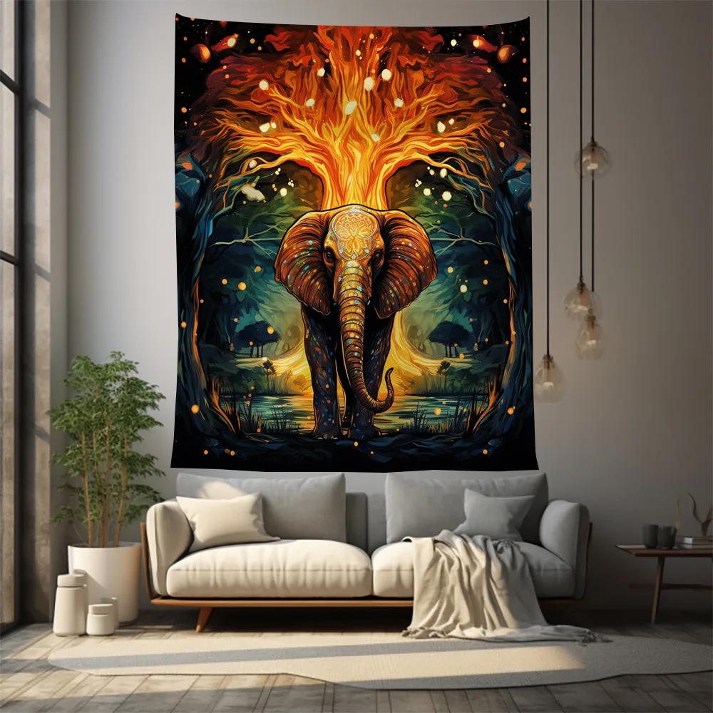 Elephant series room wall tapestries animal tapestries planet tapestry background fabric bedside wall tapestry carpet