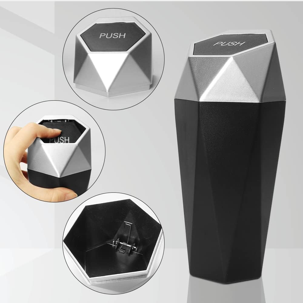 Car Rubbish Bin with Lid, Portable Vehicle Trash Bin, Car Cup Holder, Car Drink Holder Trash Bin, Suitable for Cars, Bedrooms, Offices