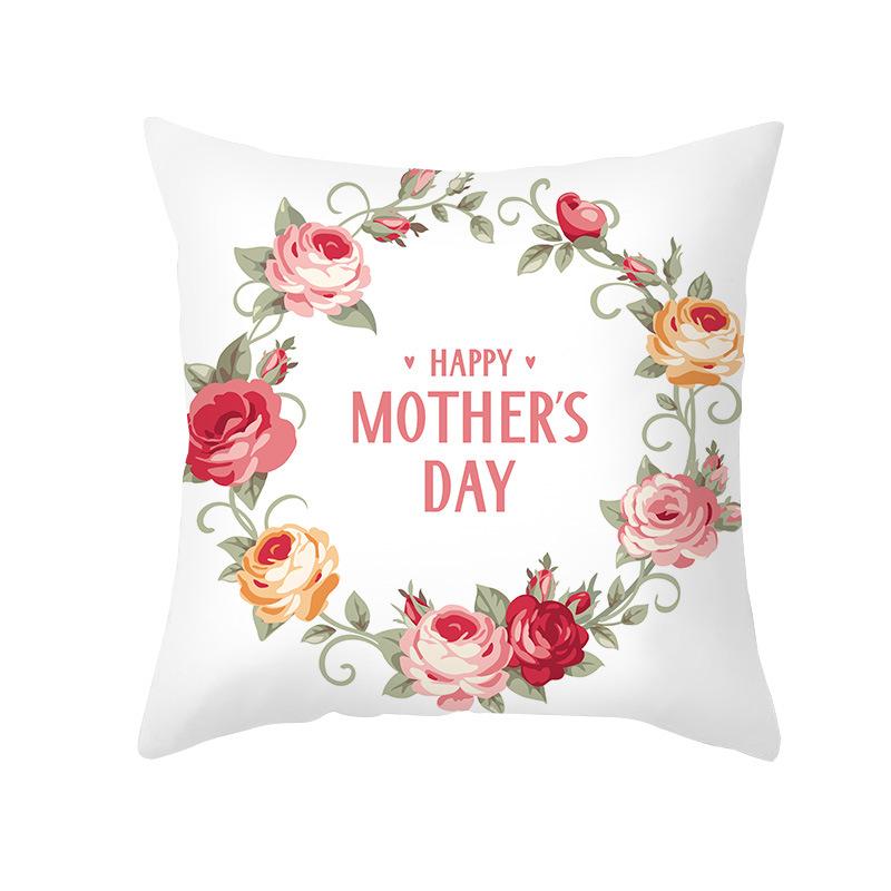 New Mother's Day Printed Pillow Cover Peach Skin Home Sofa Decoration Pillow Bedroom Cushion Pillow Cover
