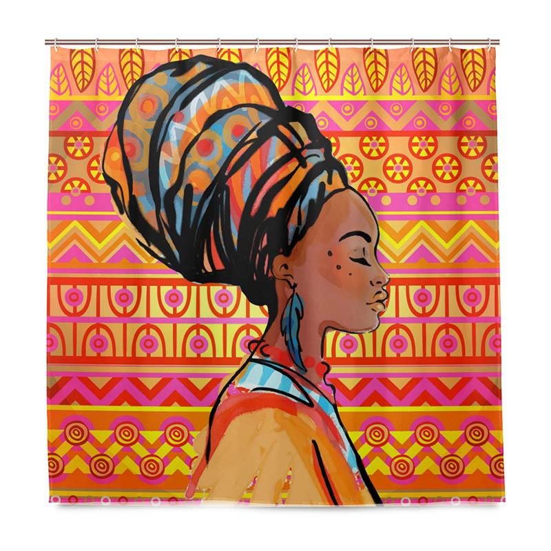 

Drop Shipping Waterproof Shower Curtain African Women Bathroom Decor Curtain 100% Polyester Fabric Bath Curtain With 12 Hooks W60H190(CM)-1 Pcs