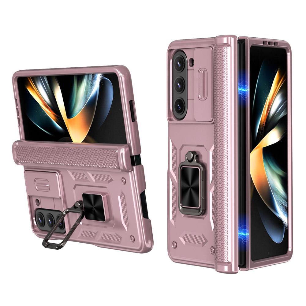 Hinge Protection Phone Case for Samsung Galaxy Z Fold 6 5G Heavy Duty Protective Cover with 360° Magnetic Ring Stand Kickstand