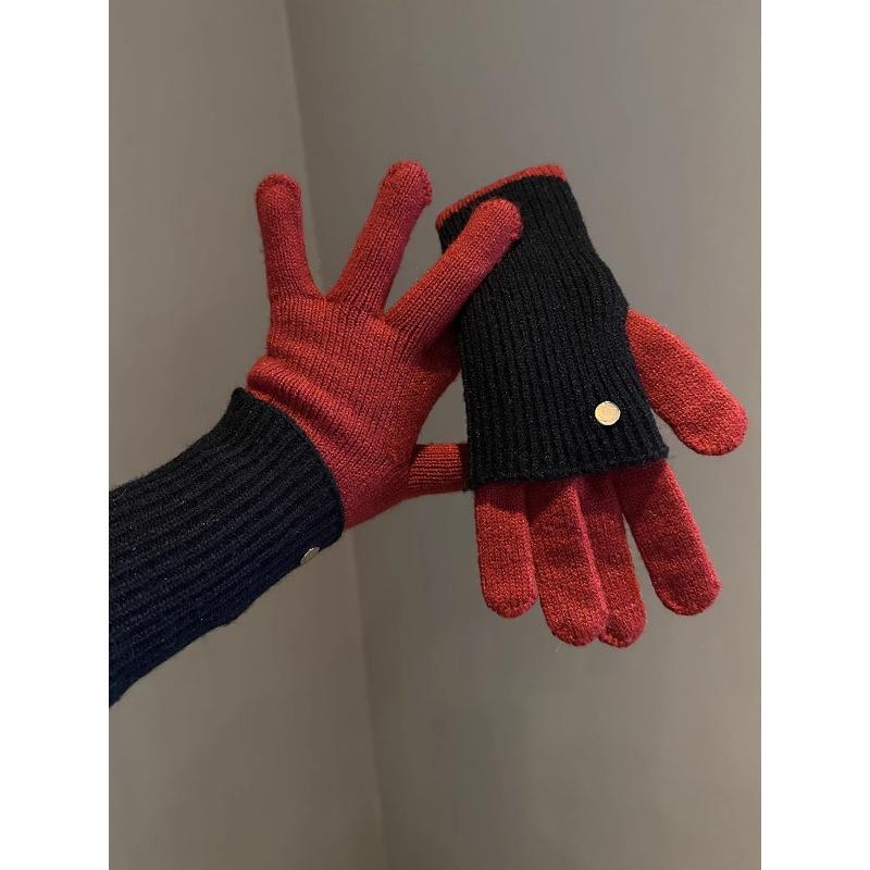 

Зимние вязаные шерстяные перчатки Maillard двойного назначения с цветными блоками для женских шерстяных перчаток без пальцев с сенсорным экраном, теплые, для велоспорта, для студентов