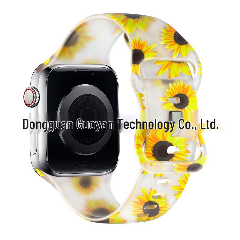 Compatible Apple iWatch S10 Colorful Pattern Silicone Sports Strap - Transparent Design