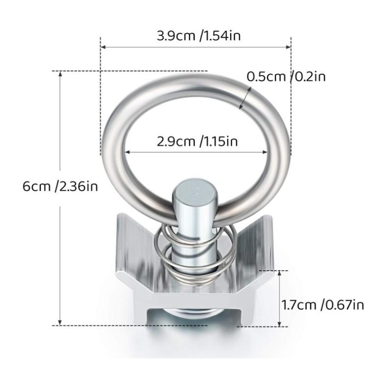 10 Pièces Raccord à Goujon Unique Rail en L Capacité 4000LB avec Anneau Rond en Acier Inoxydable Gardien en Aluminium Ancrages d'Arrimage pour le Contrôle de la Cargaison