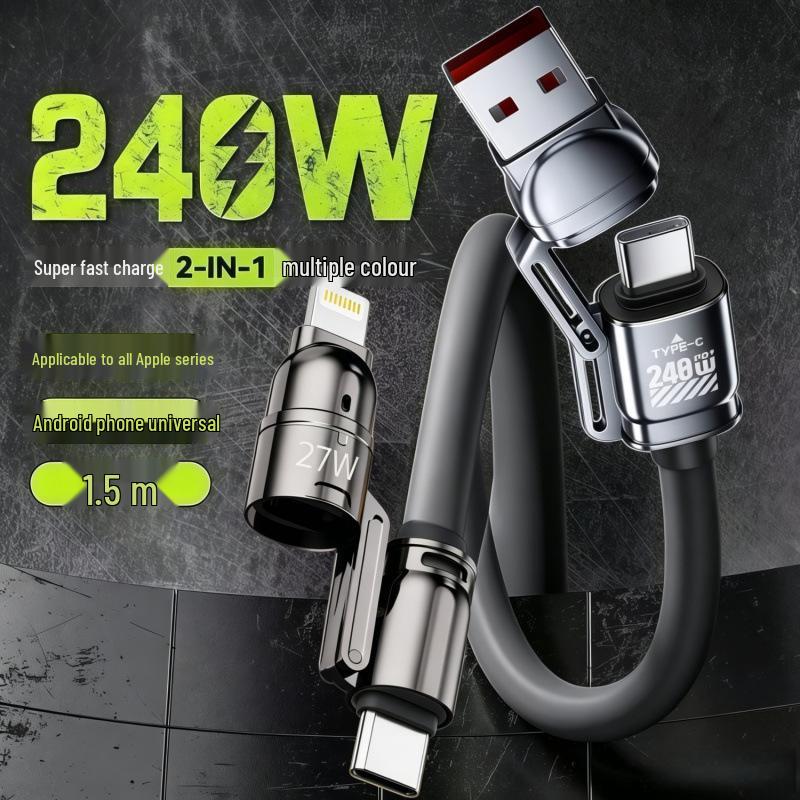 4-in-1 Fast Charging Data Cable for Apple, Type-C, Huawei, OPPO, Xiaomi, Honor, Car Chargers