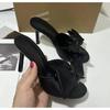 Sandals for Woman Bow Summer Sexy Open Toe Footwear Thin Heels Women's Shoes Diamond Party Weddings Stiletto Sandal Slippers