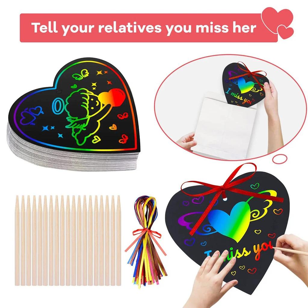 Magic Scratch Greeting Cards -12Pcs Rainbow Colors Reveal Hidden Messages, Customizable Easter/Children'S Day Gift For Kids
