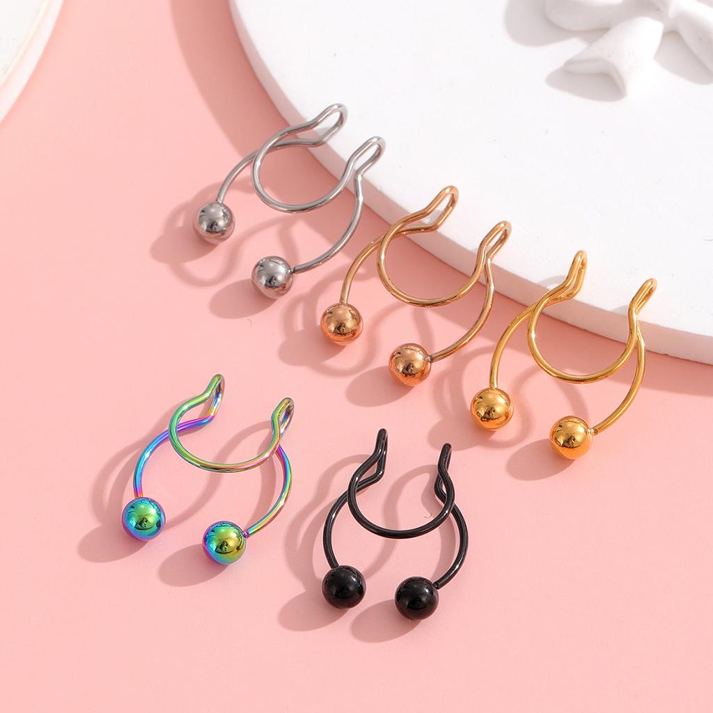 1pcs U-shaped Non-pierced Fake Nose Septum Piercing Surgical Steel Nose Spiral Hoop Rings for Women Men Nose Piercing Nariz